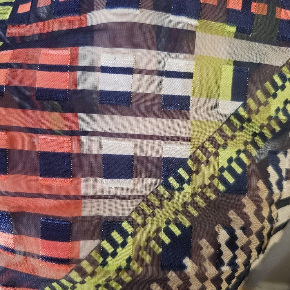 Ruby Rd Patchwork Abstract Print Sheer Button Up … - image 6